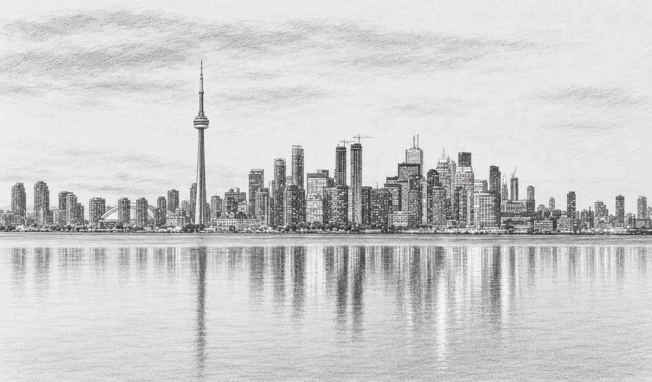 Hand-drawn Toronto skyline